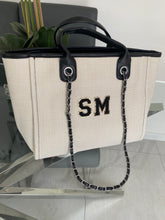 Load image into Gallery viewer, Black/Gold Patch Shoulder Canvas Tote Bag