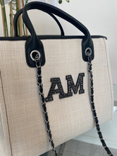 Load image into Gallery viewer, Black Patch Shoulder Canvas Tote Bag