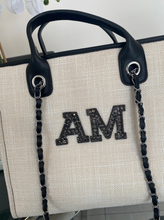 Load image into Gallery viewer, Black Patch Shoulder Canvas Tote Bag