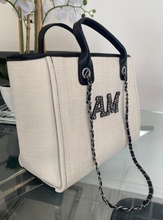 Load image into Gallery viewer, Black Patch Shoulder Canvas Tote Bag