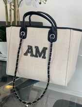 Load image into Gallery viewer, Black Patch Shoulder Canvas Tote Bag