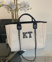 Load image into Gallery viewer, Black Patch Shoulder Canvas Tote Bag