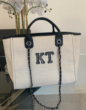 Load image into Gallery viewer, Black Patch Shoulder Canvas Tote Bag