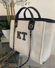 Load image into Gallery viewer, Black Patch Shoulder Canvas Tote Bag