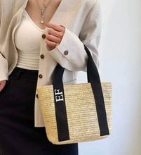 Load image into Gallery viewer, Shoulder Straw Tote Bag and Straw Hat Bundle SET