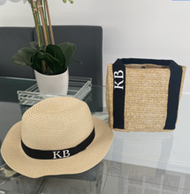 Load image into Gallery viewer, Shoulder Straw Tote Bag and Straw Hat Bundle SET
