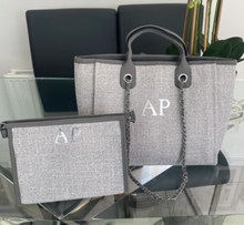 Load image into Gallery viewer, Shoulder Canvas Tote Bag and Matching Clutch Set