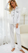 Load image into Gallery viewer, Bridal Long Pyjamas Black Trim