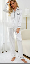 Load image into Gallery viewer, Bridal Long Pyjamas Black Trim