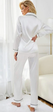 Load image into Gallery viewer, Bridal Long Pyjamas Black Trim