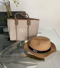 Load image into Gallery viewer, Shoulder Canvas Tote Bag and Straw Hat Bundle SET