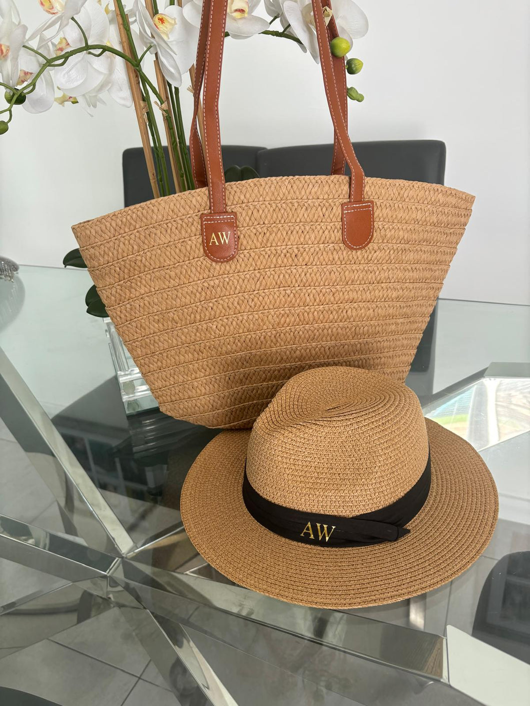Large Shoulder Straw Tote Bag and Straw Hat- CABOSET