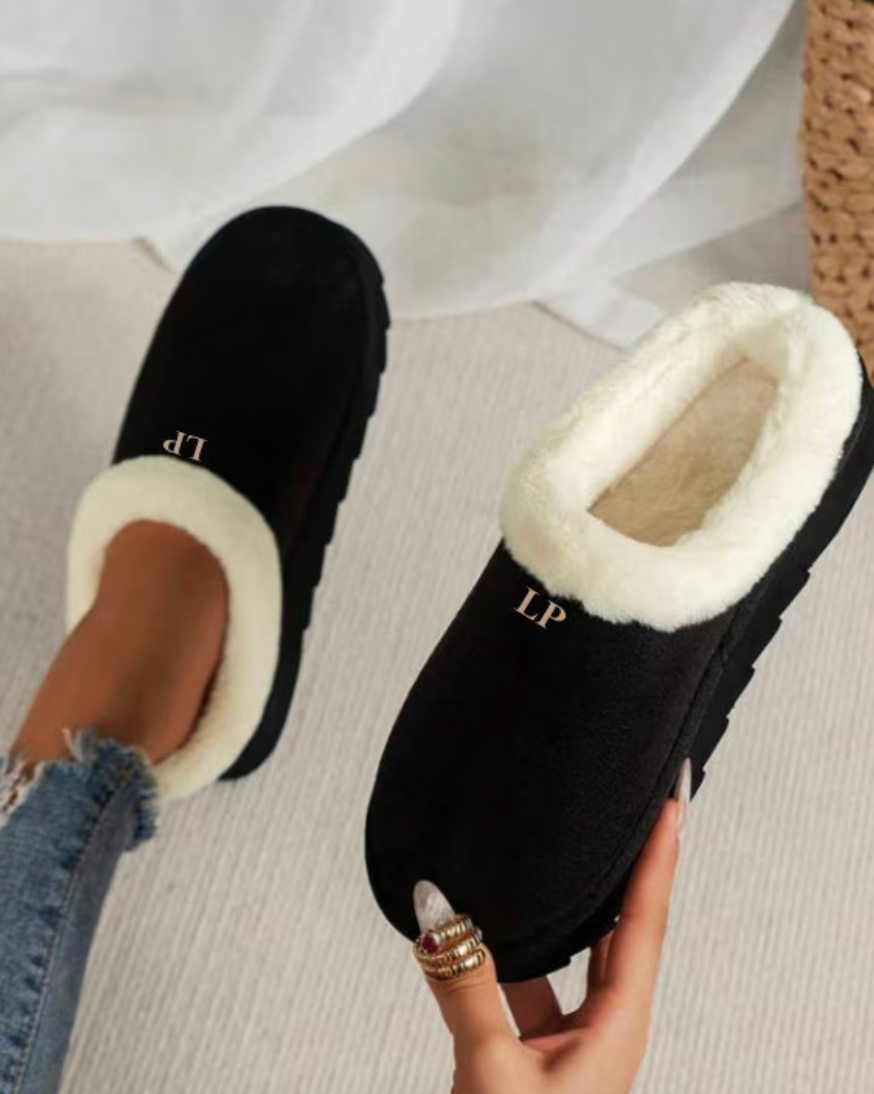 Personalised Fluffy Slippers- MULE FUG BLACK - Main Image
