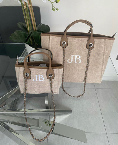 Cream and Black Large Bag and Medium Bag SET - Liz & Ange – Jojakdesigns