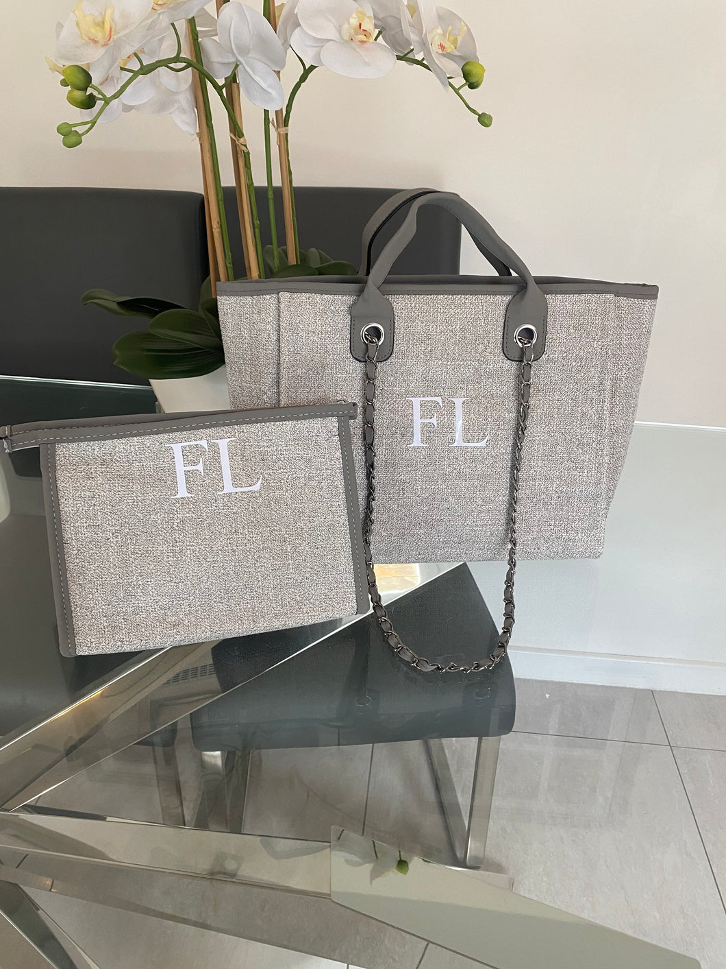 Grey Medium Bag and Matching Clutch