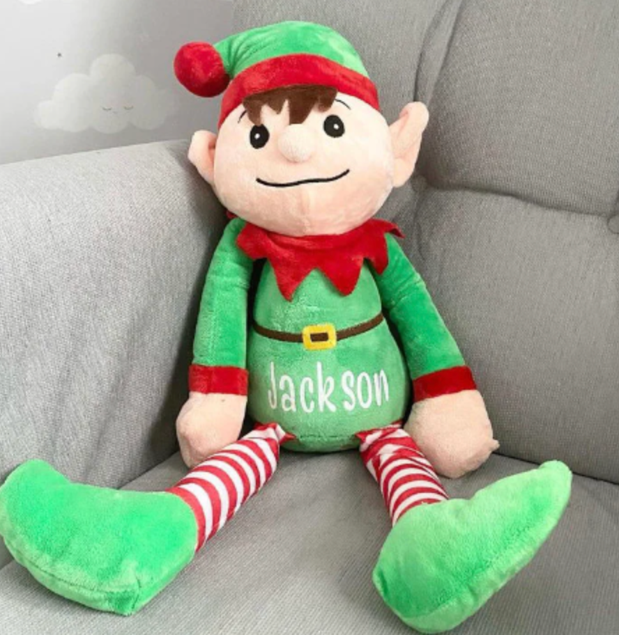 Personalised elf teddy, Christmas elf, custom elf toy, elf on the self, child’s Christmas gift, novelty elf gift