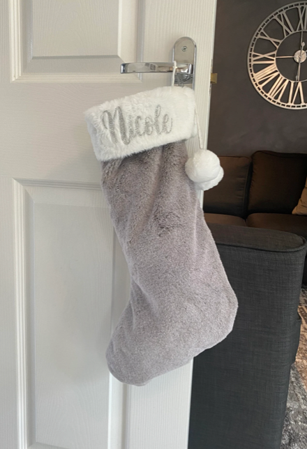 Personalised Grey Christmas Stocking