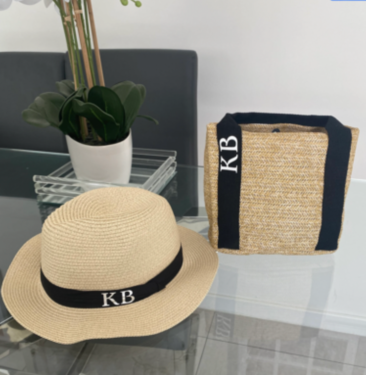 Shoulder Straw Tote Bag and Straw Hat Bundle SET