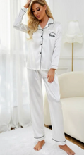 Load image into Gallery viewer, Bridal Long Pyjamas Black Trim
