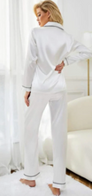 Load image into Gallery viewer, Bridal Long Pyjamas Black Trim
