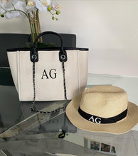 Load image into Gallery viewer, Shoulder Canvas Tote Bag and Straw Hat Bundle SET
