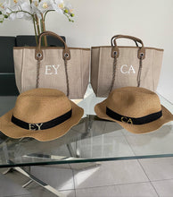 Load image into Gallery viewer, Shoulder Canvas Tote Bag and Straw Hat Bundle SET
